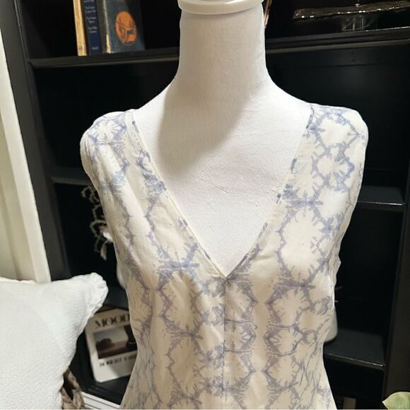 Rebecca Taylor Tie-dye Print Poplin V-Neck Dress Frost Size 6 - Picture 4 of 14